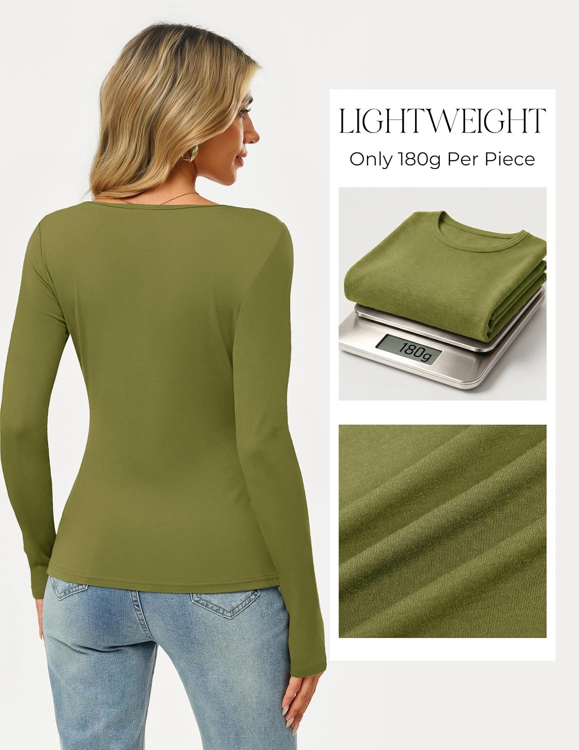 image:imageGRACE KARIN Merino Wool Long Sleeve Lightweight Shirt WomenLeaf Green