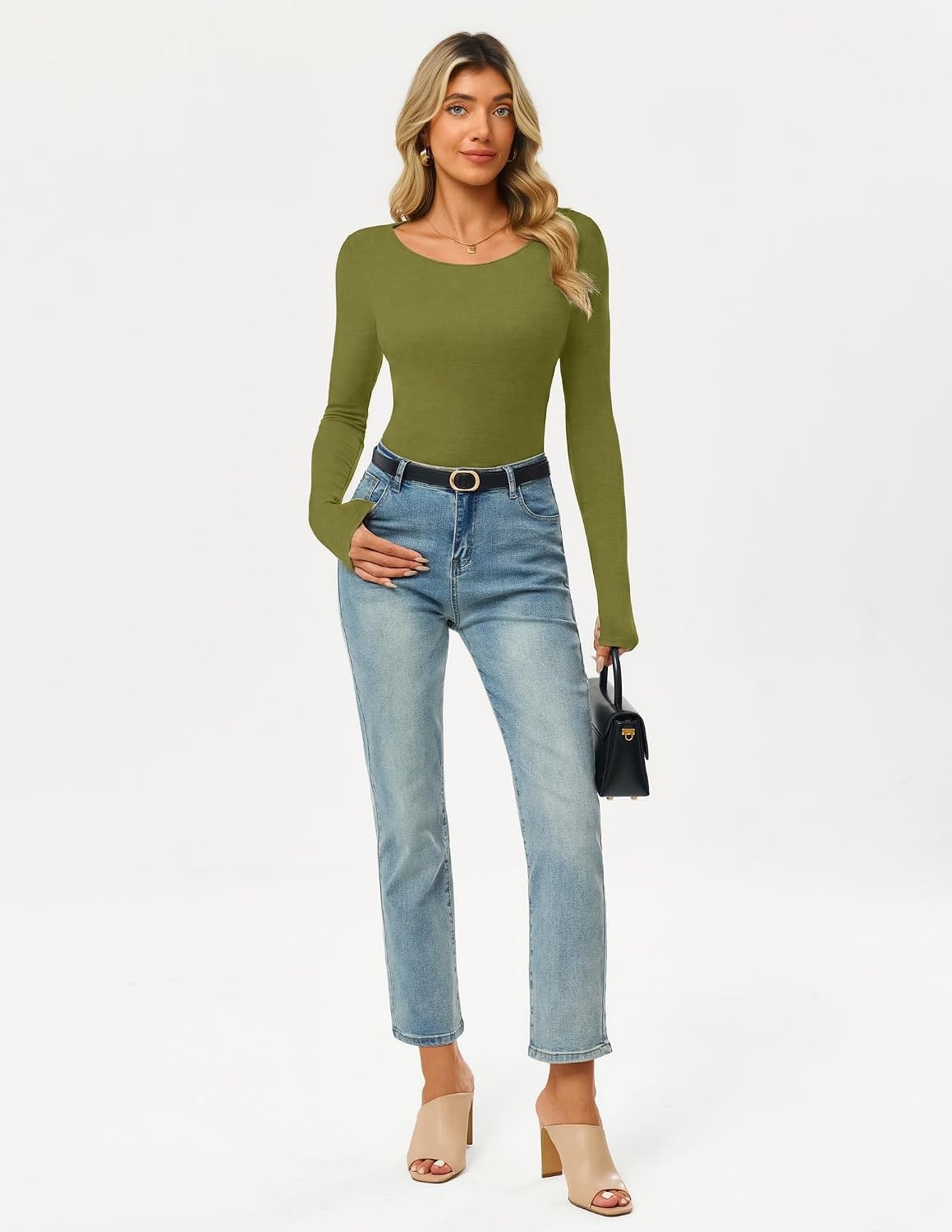 image:imageGRACE KARIN Merino Wool Long Sleeve Lightweight Shirt WomenLeaf Green