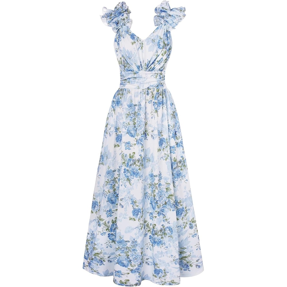 image:imageGRACE KARIN 2026 Womens Summer Floral Print DressBlue Green