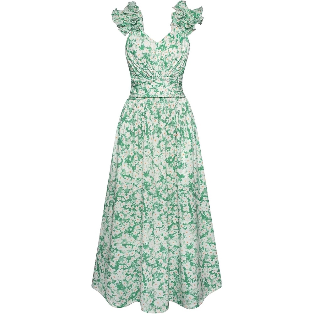 image:imageGRACE KARIN 2026 Womens Summer Floral Print DressGreen White Floral