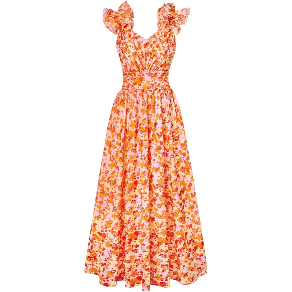 image:imageGRACE KARIN 2026 Womens Summer Floral Print DressOrange