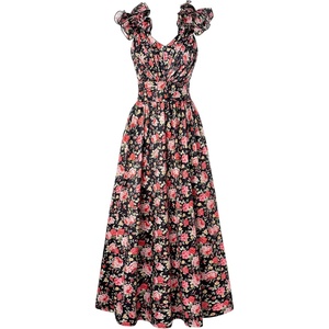 GRACE KARIN 2026 Women’s Summer Floral Print Dress(Black Red)