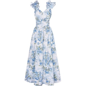 GRACE KARIN 2026 Women’s Summer Floral Print Dress(Blue Green)