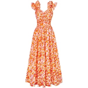 GRACE KARIN 2026 Women’s Summer Floral Print Dress(Orange)