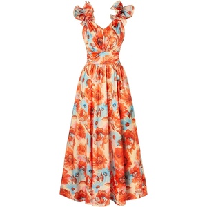 GRACE KARIN 2026 Women’s Summer Floral Print Dress(Orange Floral)