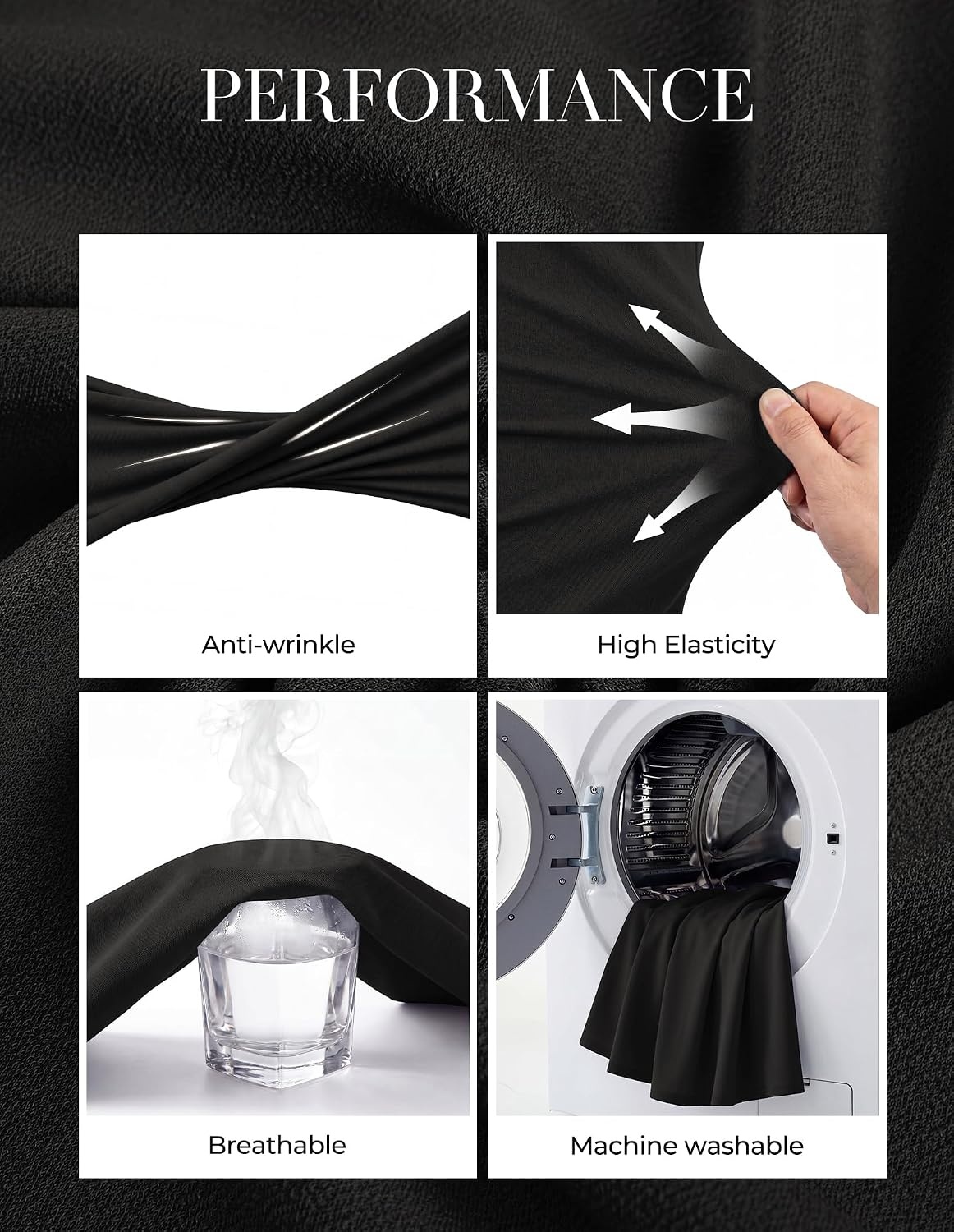 image:imageGRACE KARIN Work Business Midi Flowy 34 Sleeve Dresses for WomenBlack