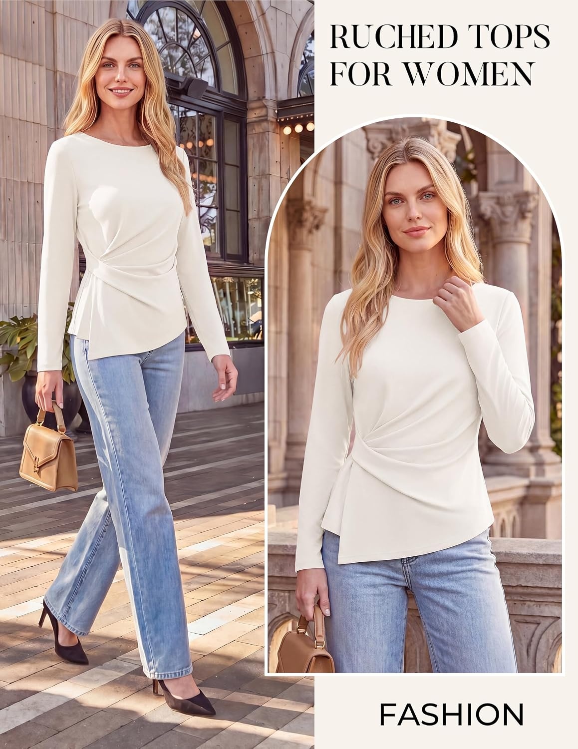 image:imageGRACE KARIN Womens 2026 Fall Peplum Tops Dressy Casual ShirtWhite