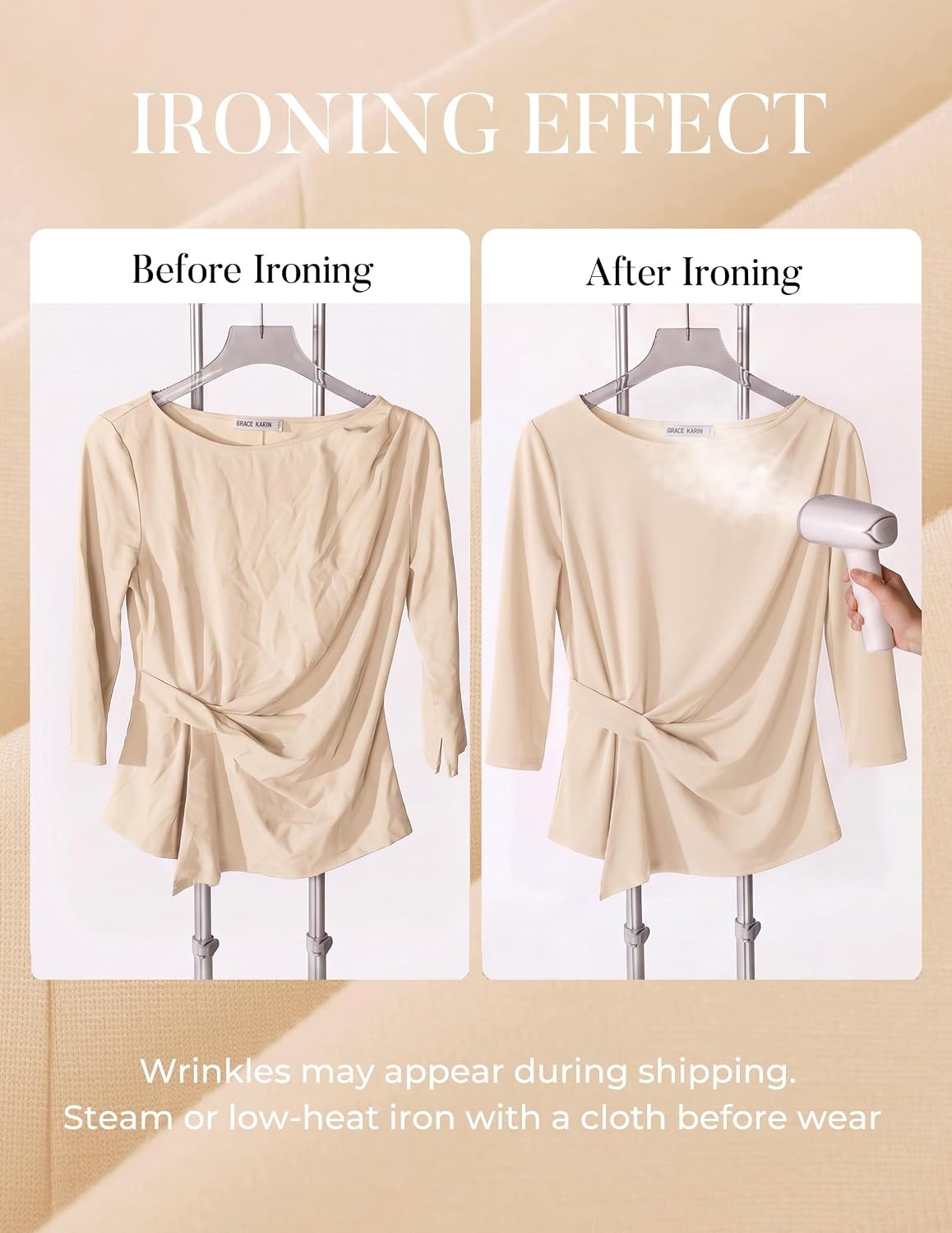 image:imageGRACE KARIN Womens Fall Peplum Tops Dressy Casual ShirtApricot