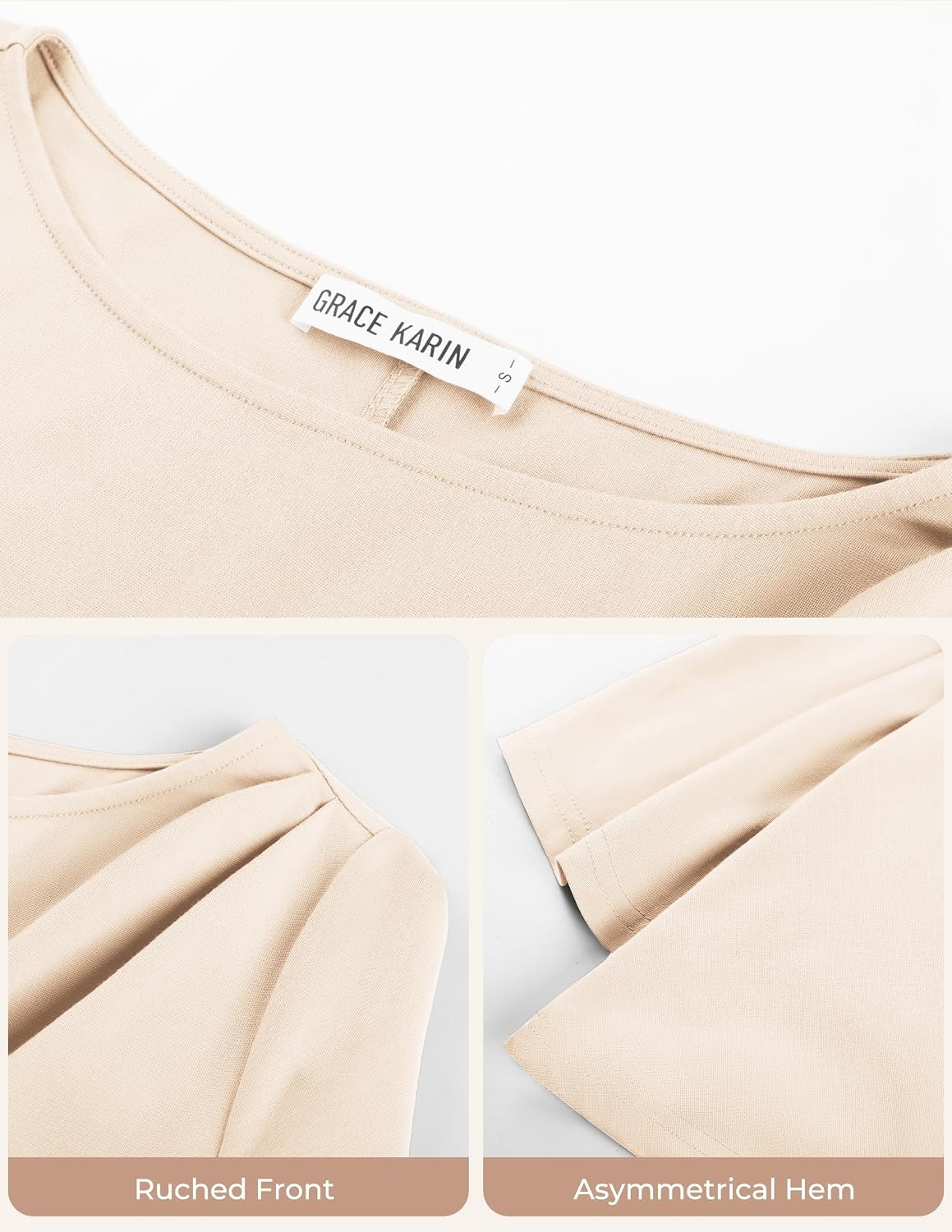 image:imageGRACE KARIN Womens Fall Peplum Tops Dressy Casual ShirtApricot