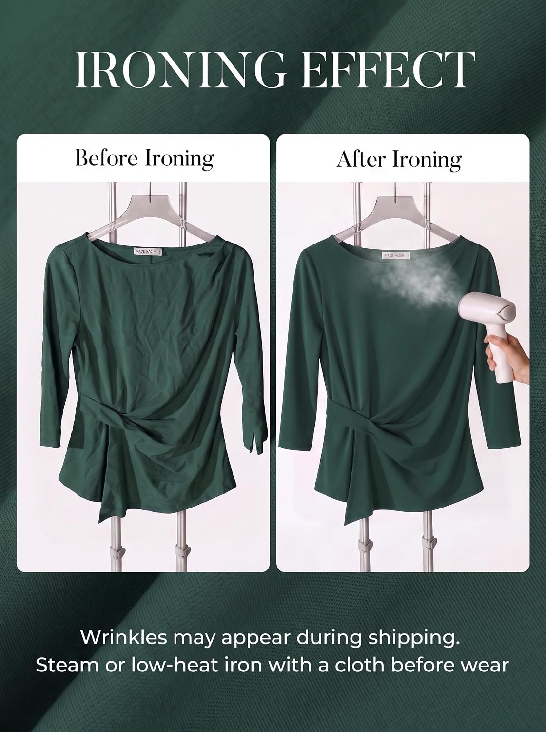 image:imageGRACE KARIN Womens Fall Peplum Tops Dressy Casual ShirtDark Green