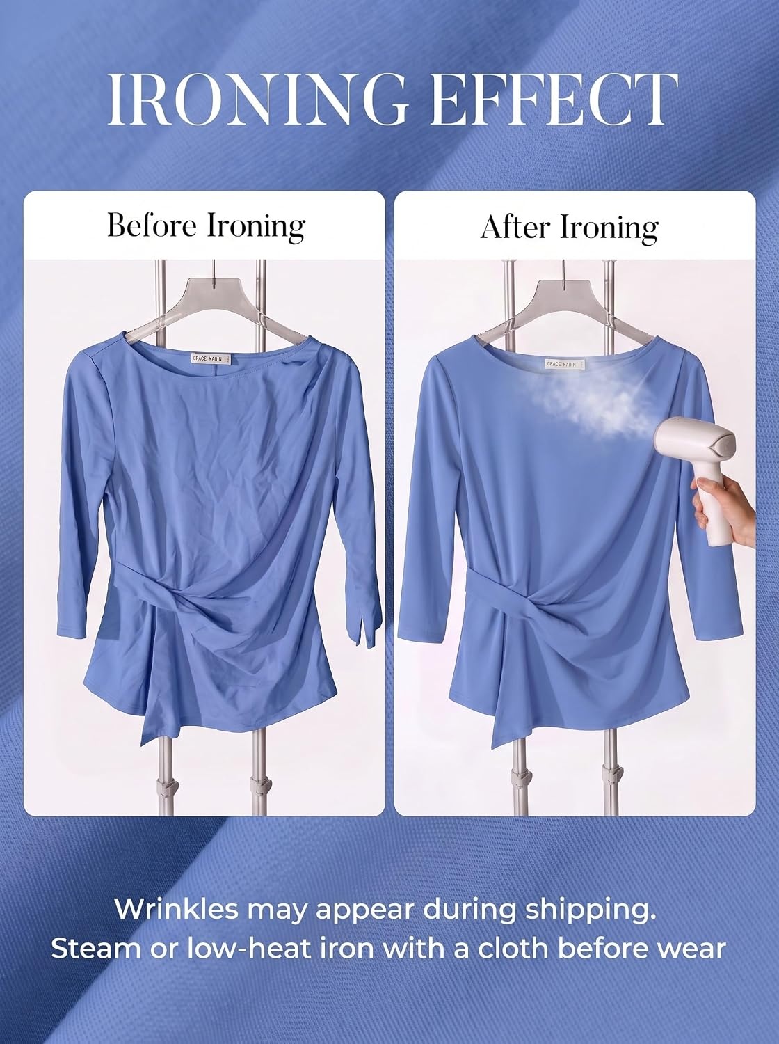 image:imageGRACE KARIN Womens Fall Peplum Tops Dressy Casual ShirtGray Blue