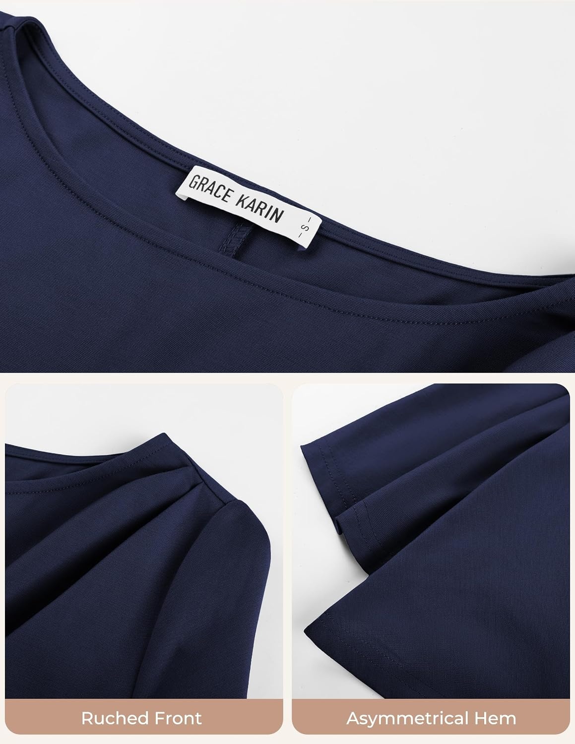 image:imageGRACE KARIN Womens Fall Peplum Tops Dressy Casual ShirtNavy Blue