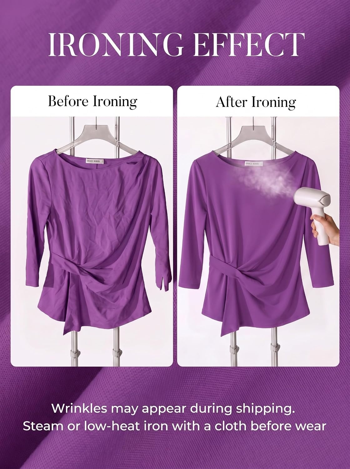 image:imageGRACE KARIN Womens Fall Peplum Tops Dressy Casual ShirtPurple