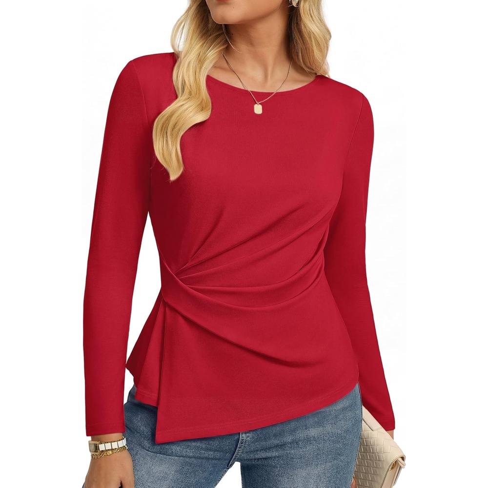 image:imageGRACE KARIN Womens 2026 Fall Peplum Tops Dressy Casual ShirtRed