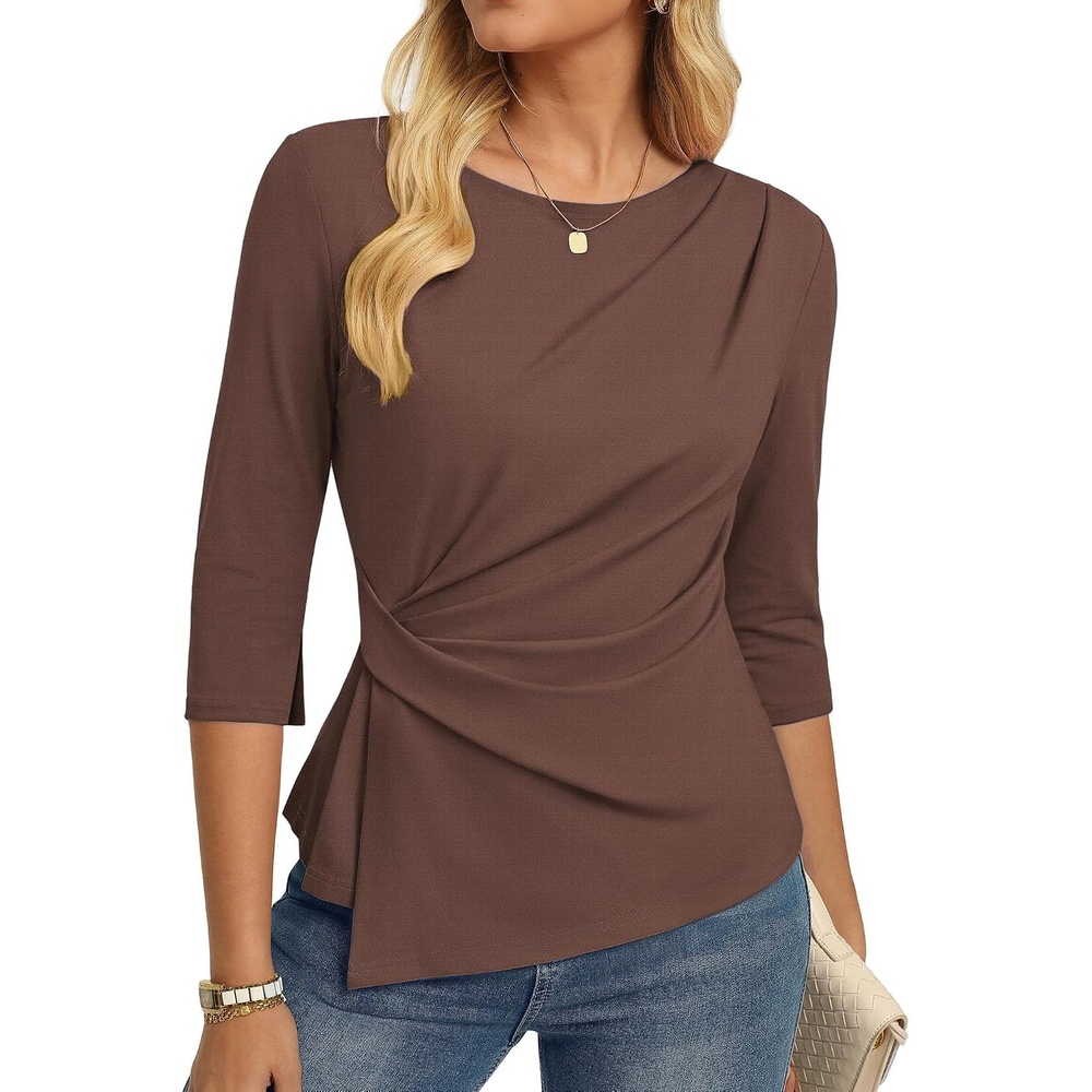 image:imageGRACE KARIN Womens Fall Peplum Tops Dressy Casual ShirtCoffee