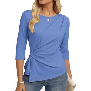 GRACE KARIN Women’s Fall Peplum Tops, Dressy Casual Shirt(Gray Blue)